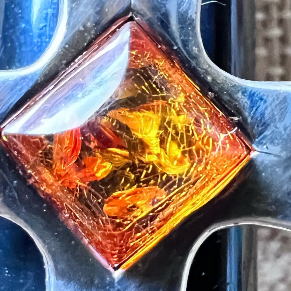 .925 & Amber Baltic Cross Ring Size 5 3/4 - Picture 8 of 9
